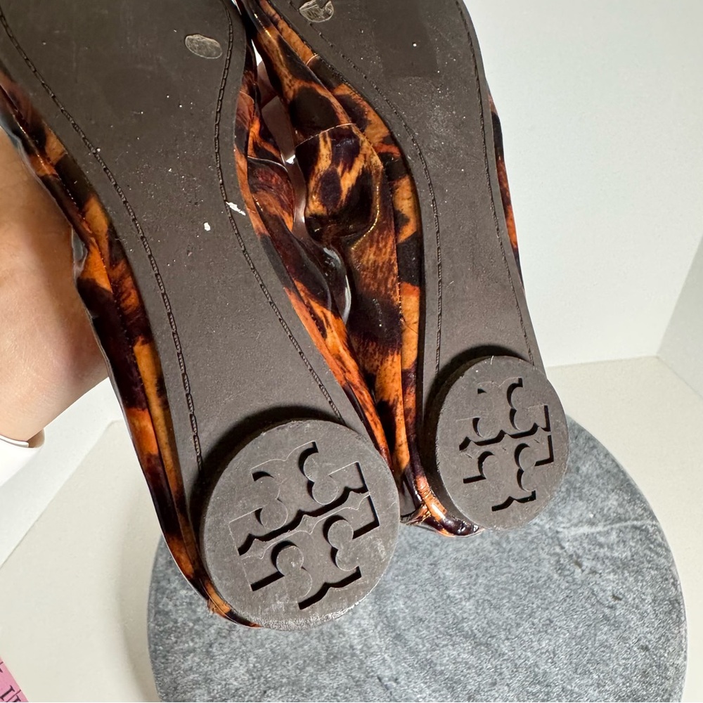 Tory Burch Eddie Leopard Print Patent Leather Ballet Flats 6.5 - Picture 9 of 12